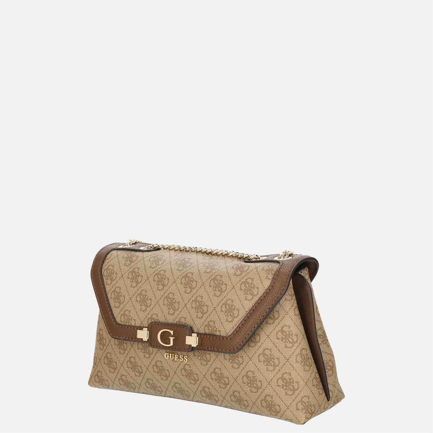 Guess Lindsey convertible flap crossbody tas latte logo bij Duifhuizen