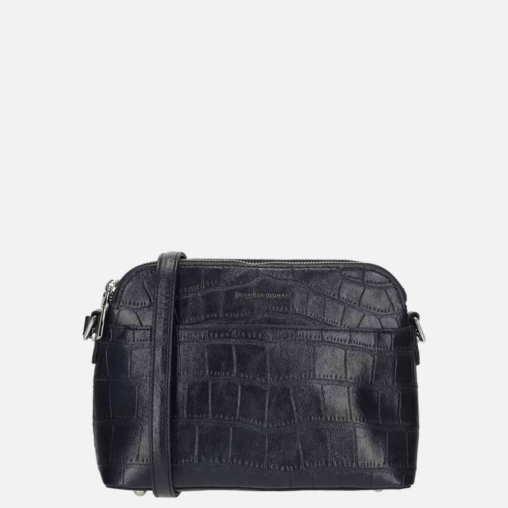 Daniele Donati crossbody tas croco donkerblauw
