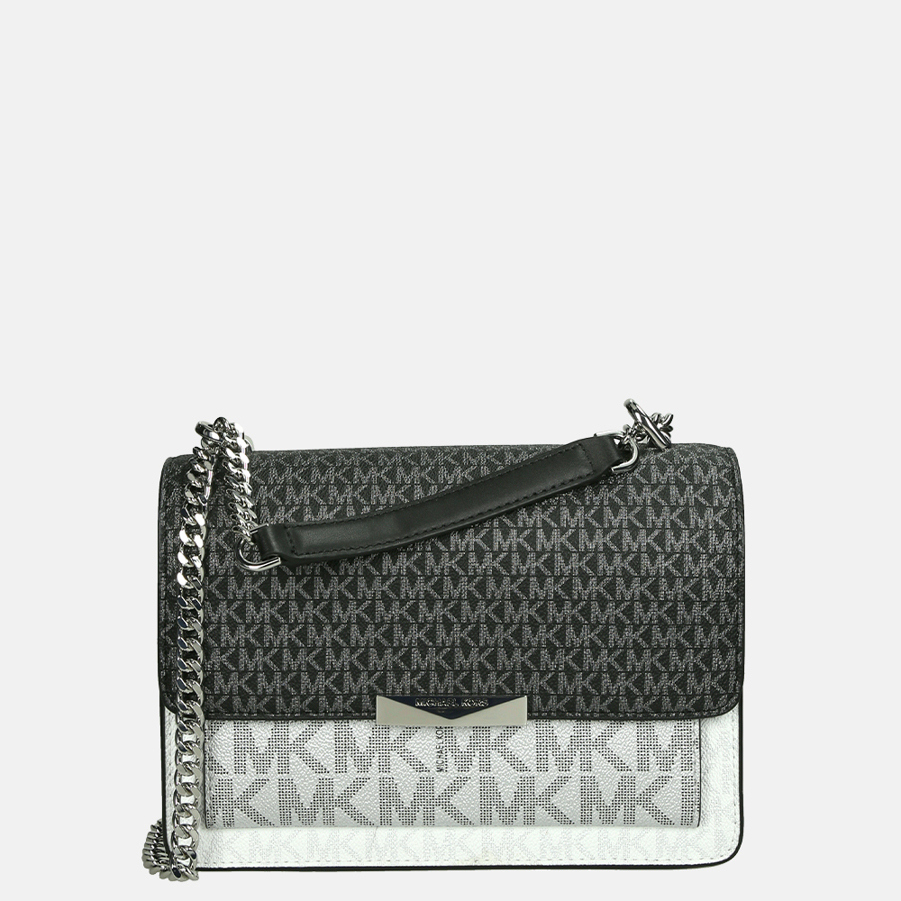 Michael Kors LG Gusset Jade crossbody tas black/silver bij Duifhuizen