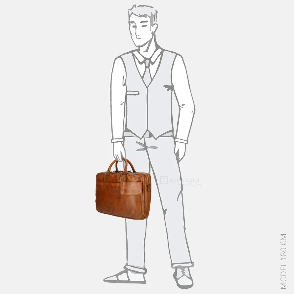 Bear Design laptoptas 17 inch cognac bij Duifhuizen