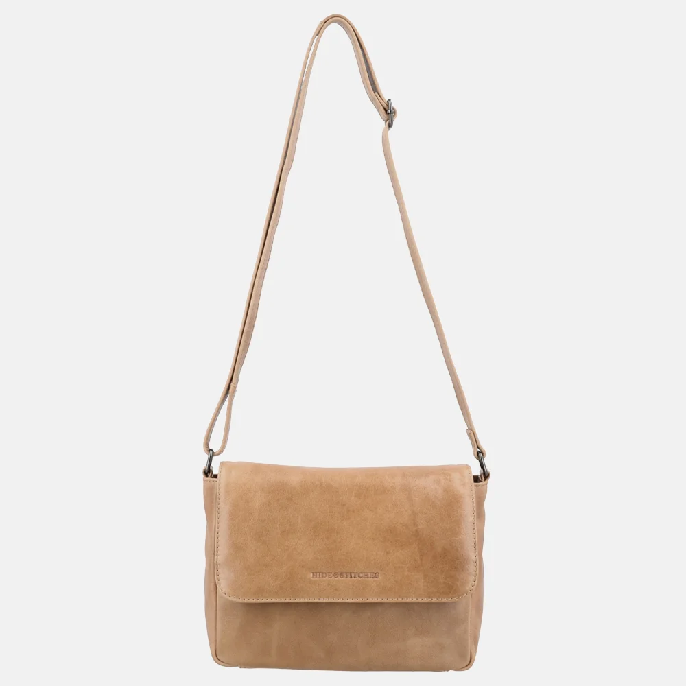 Hide & Stitches Porto crossbody tas taupe bij Duifhuizen