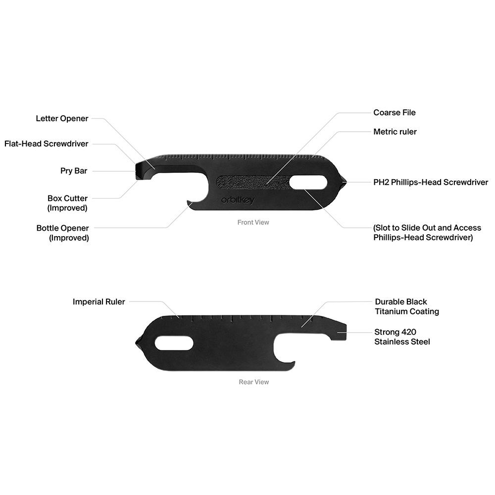 Orbitkey multi-tool V2 stainless steel black bij Duifhuizen