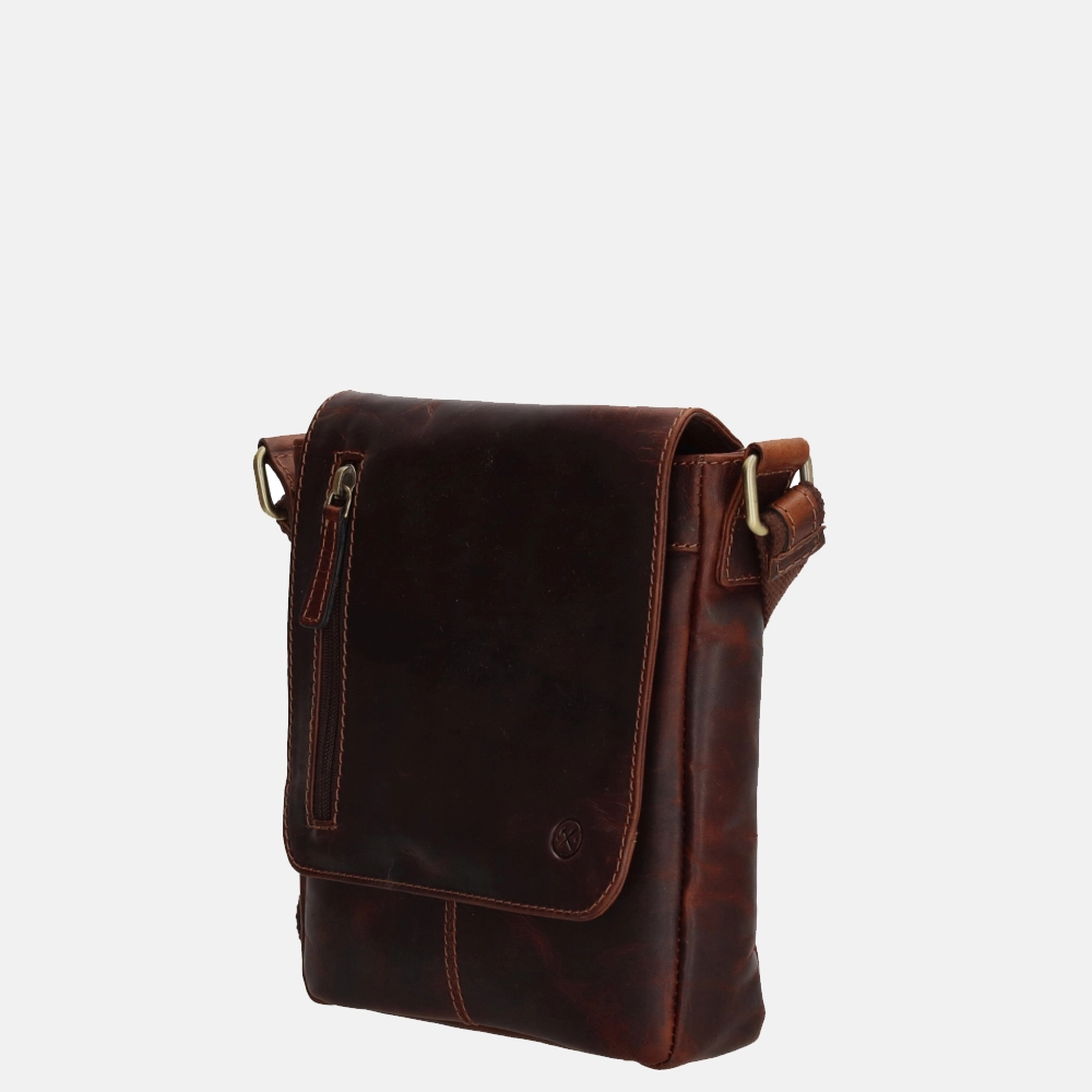 Hide & Stitches Columbia schoudertas brown bij Duifhuizen