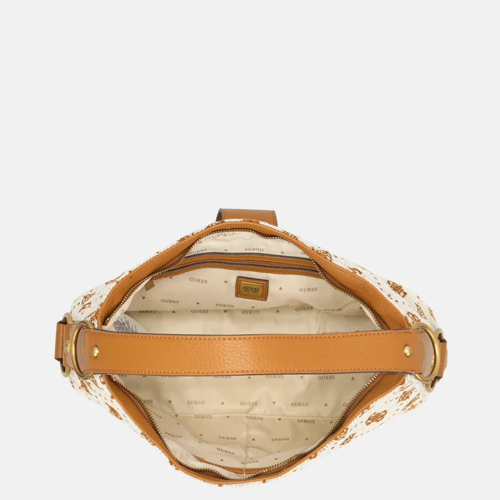 Guess Camden schoudertas cognac logo bij Duifhuizen