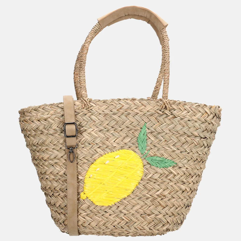 Zebra Trends rieten strandtas lemon