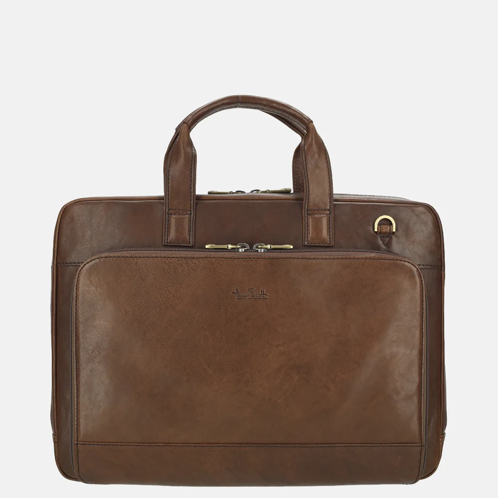 Tony Perotti laptoptas 15 inch mocca bij Duifhuizen