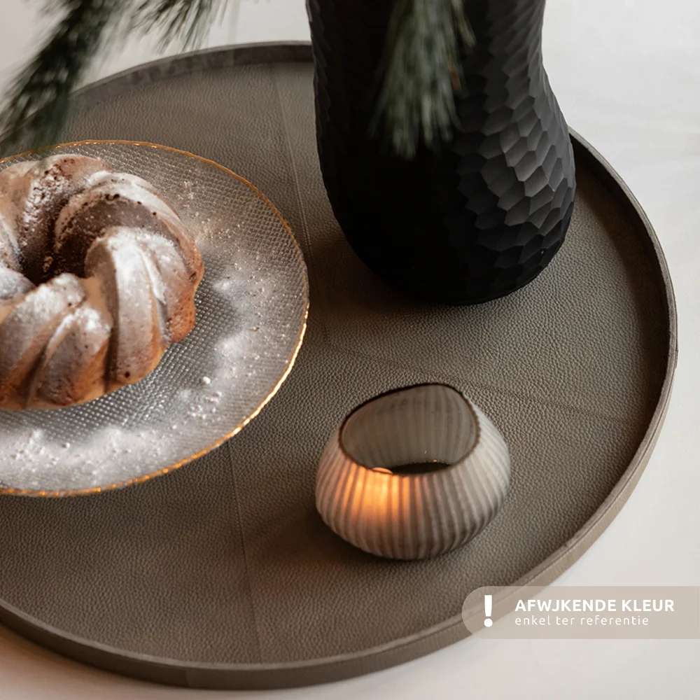 Chamada leren dienblad rond effen XL black bij Duifhuizen