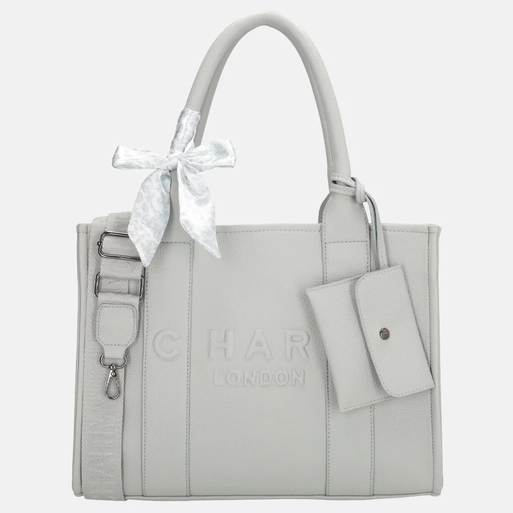 Charm London Debossed shopper M lichtblauw bij Duifhuizen