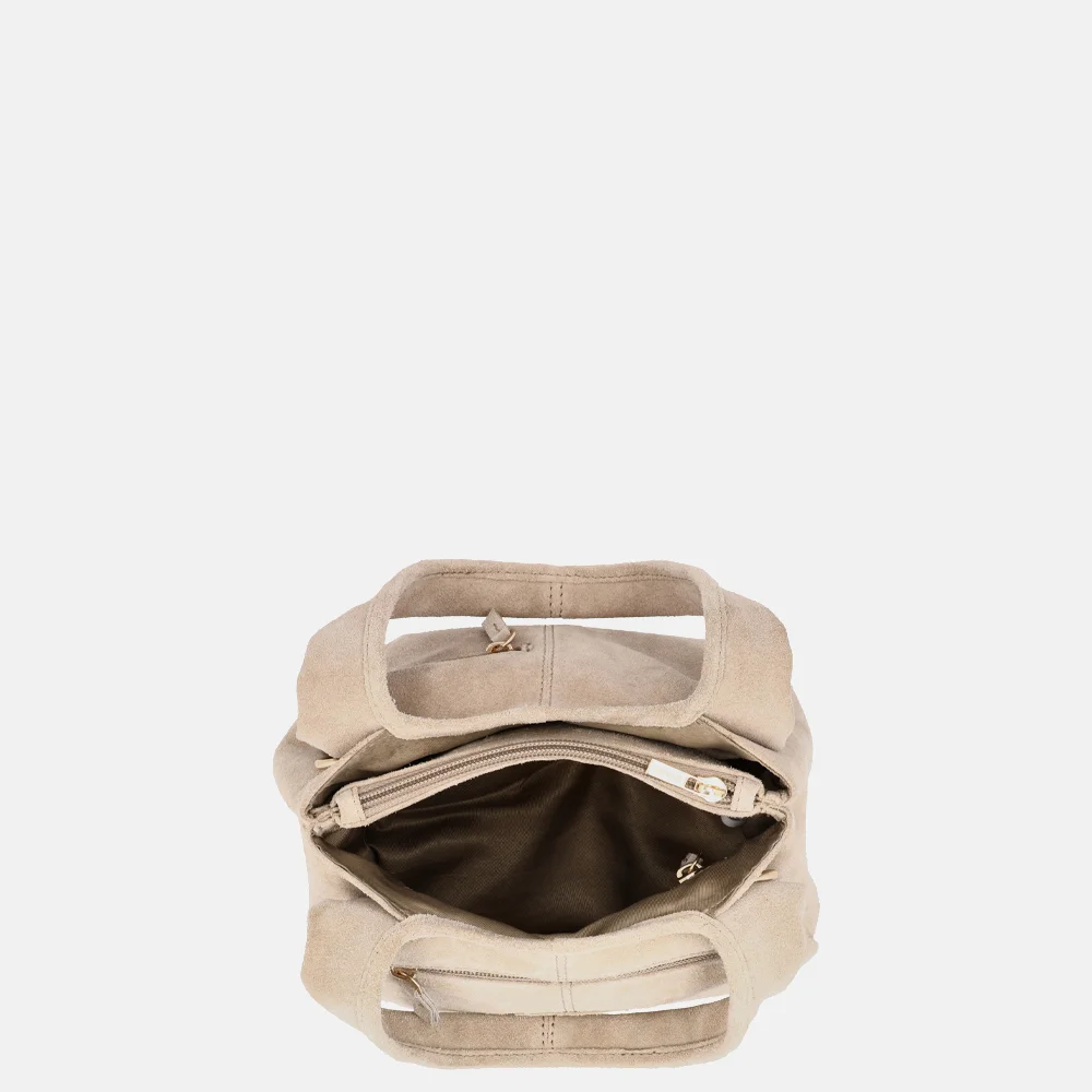 Charm London Sevilla handtas suede zand bij Duifhuizen