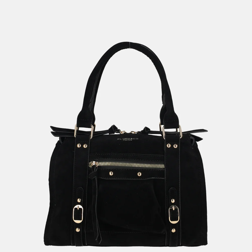 Flora & Co Suedine handtas noir bij Duifhuizen