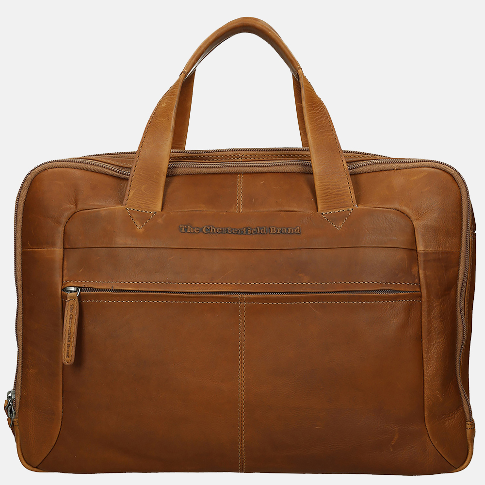 Chesterfield Ryan laptoptas 17 inch cognac bij Duifhuizen