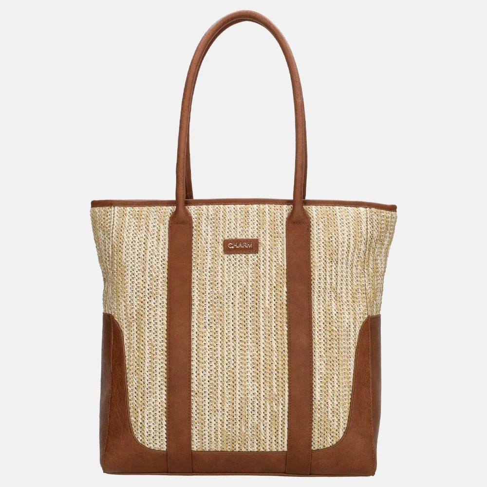 Charm London Hillingdon shopper beige/cognac bij Duifhuizen