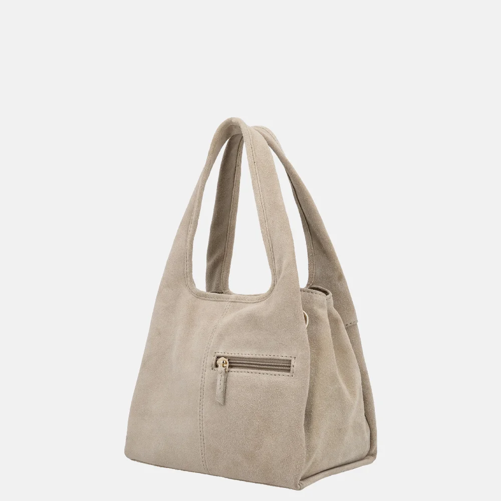 Charm London Sevilla handtas suede zand bij Duifhuizen