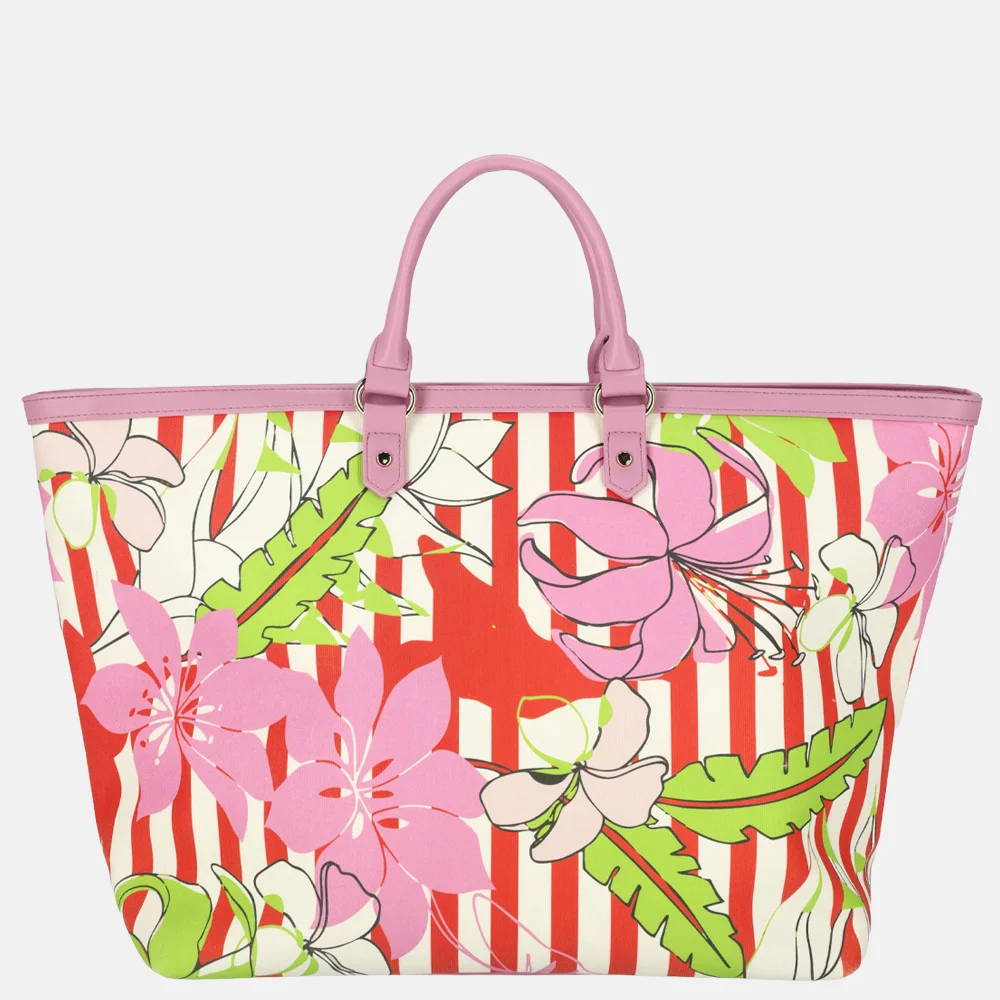 Valentino Bags Kore shopper strepen rosa/multi bij Duifhuizen