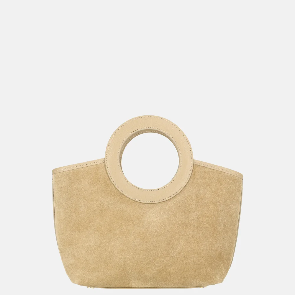 Charm London handtas suede lichttaupe bij Duifhuizen