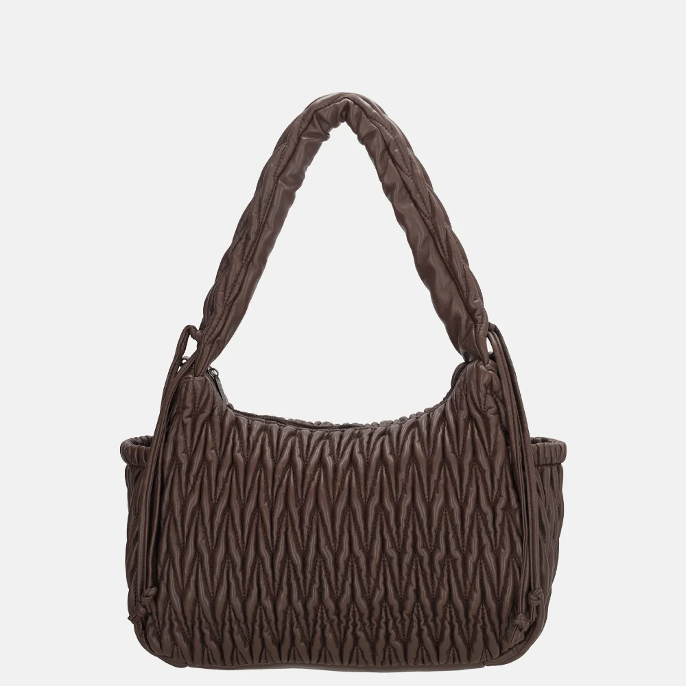 Charm London West End schoudertas smocked donkerbuin bij Duifhuizen