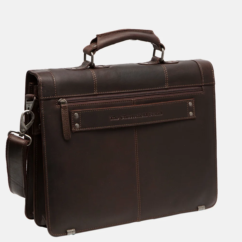 Chesterfield Stuttgart laptoptas 14 inch dark brown bij Duifhuizen