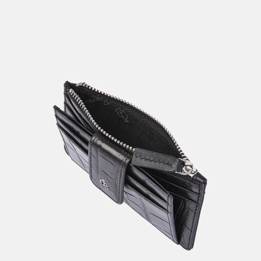 Castelijn en Beerens mini wallet pasjeshouder croco black bij Duifhuizen
