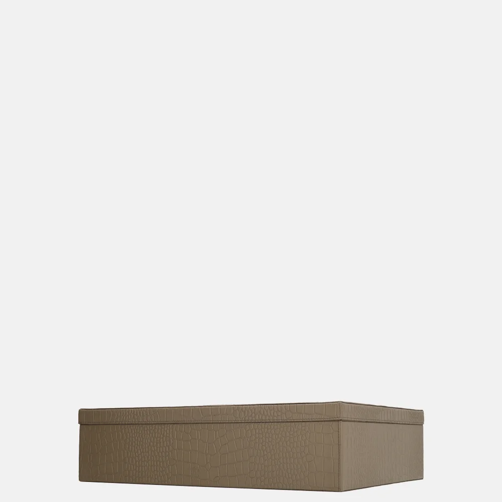 Chamada leren opbergbox rechthoek croco large taupe bij Duifhuizen