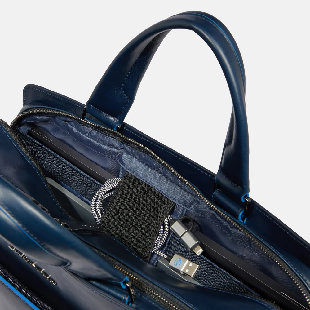 Piquadro laptoptas 15.6 inch blue bij Duifhuizen