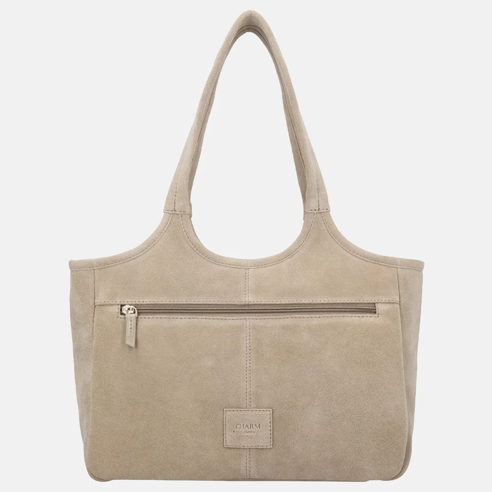 Charm London Sevilla shopper suede zand bij Duifhuizen