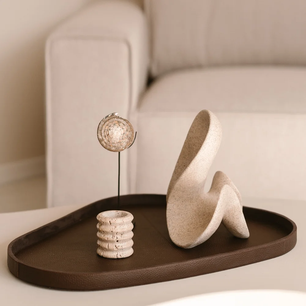 Chamada leren dienblad organisch effen L donkerbruin bij Duifhuizen