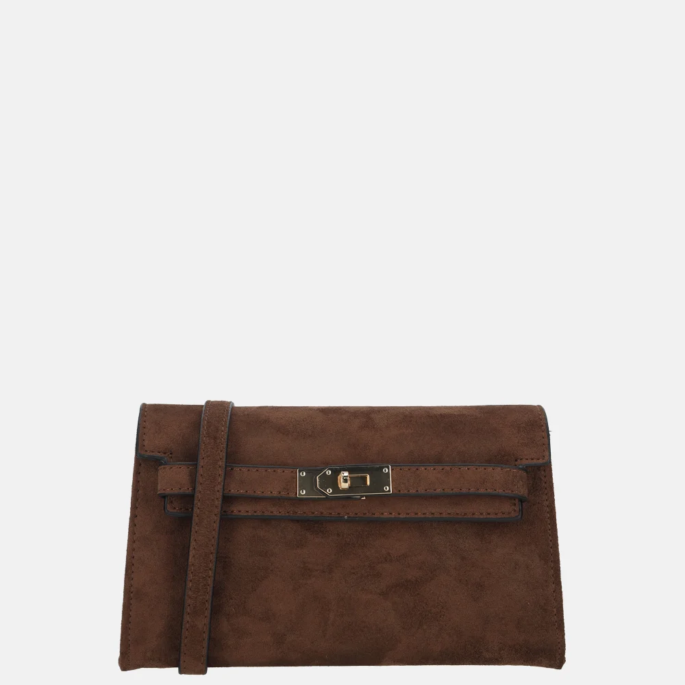 Firenze clutch suedine coffee bij Duifhuizen