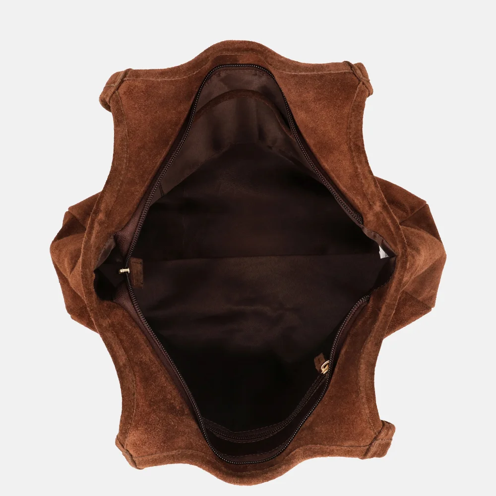 Charm London Sevilla shopper suede bruin bij Duifhuizen