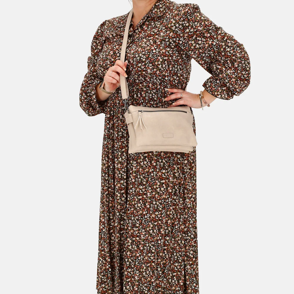 Beagles Ferro crossbody tas lichttaupe bij Duifhuizen