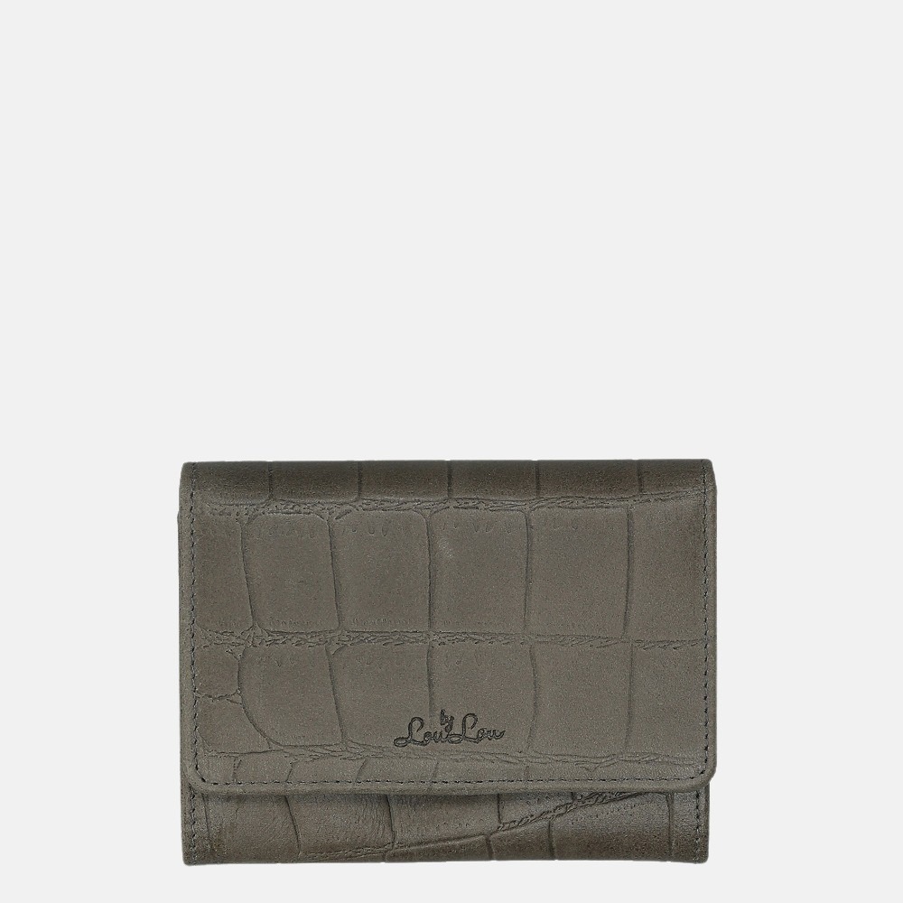 LouLou Essentiels Vintage Croco SLB XS portemonnee dark grey