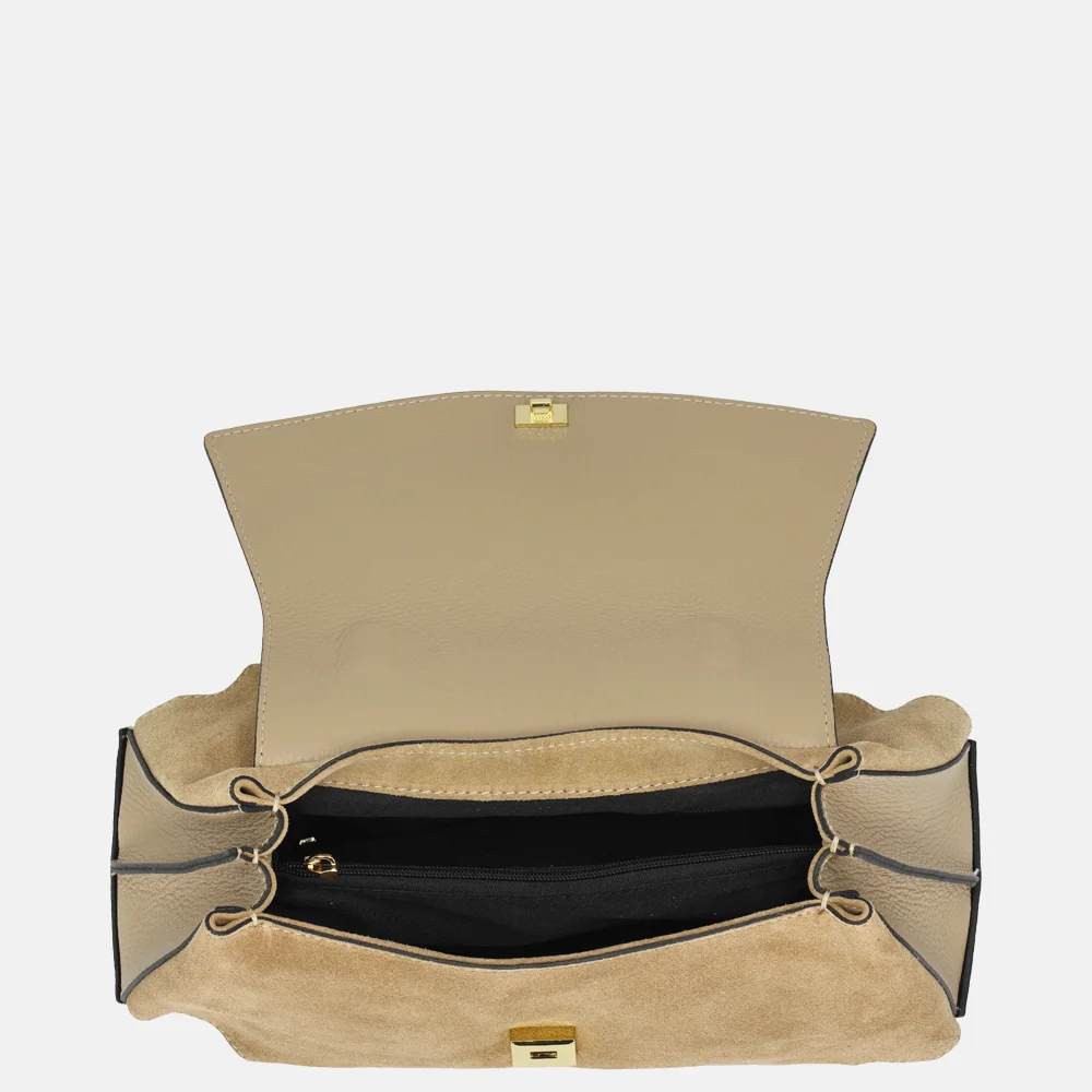 Charm London overslag handtas suede lichttaupe bij Duifhuizen