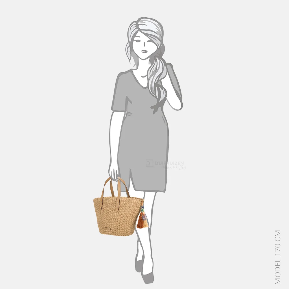 Laurent David Leo handtas M raffia taupe bij Duifhuizen