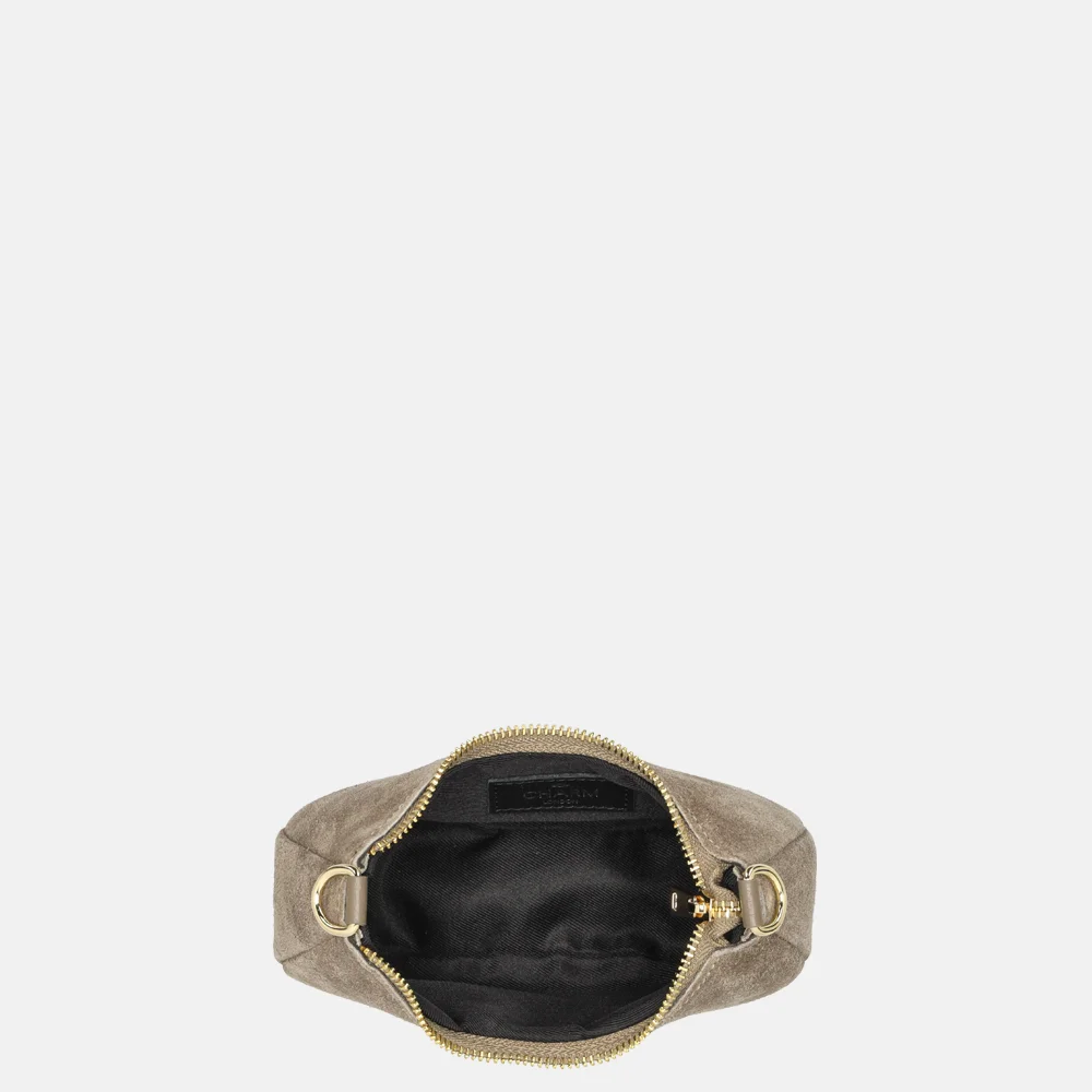 Charm London Mini schoudertas suede darktaupe bij Duifhuizen