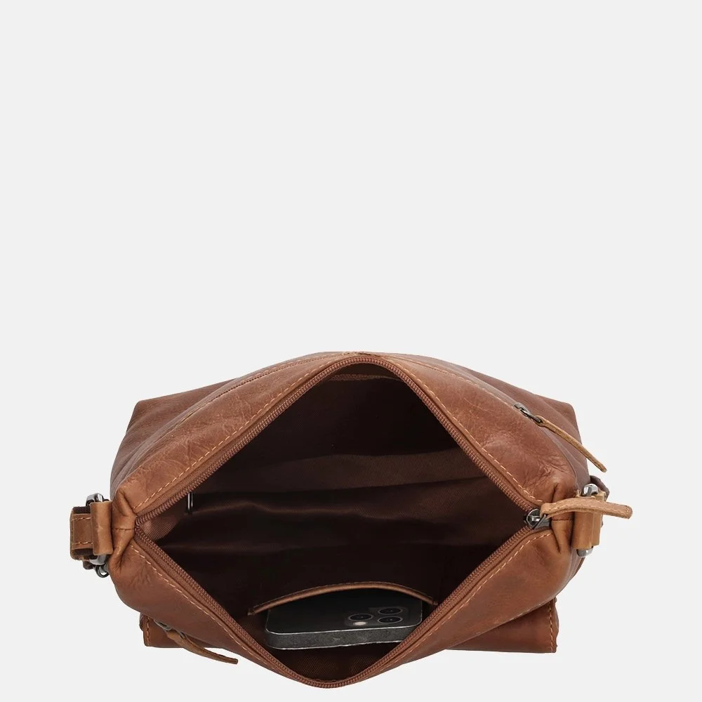 Hide & Stitches Japura schoudertas M cognac bij Duifhuizen