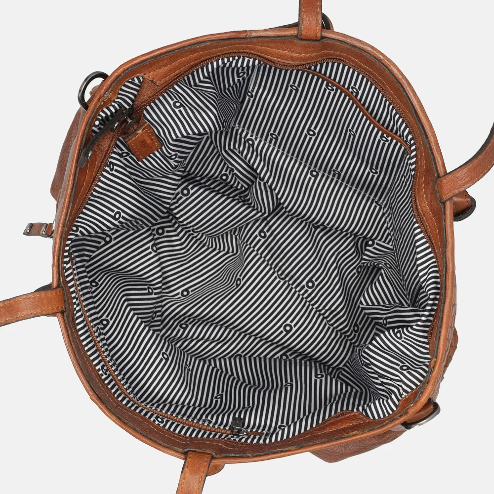 Berba Amalfi shopper vlechtwerk cognac bij Duifhuizen