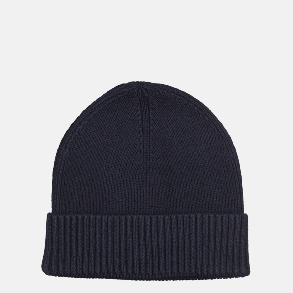 Tommy Hilfiger  Flag Pima Cotton Beanie muts space blue bij Duifhuizen