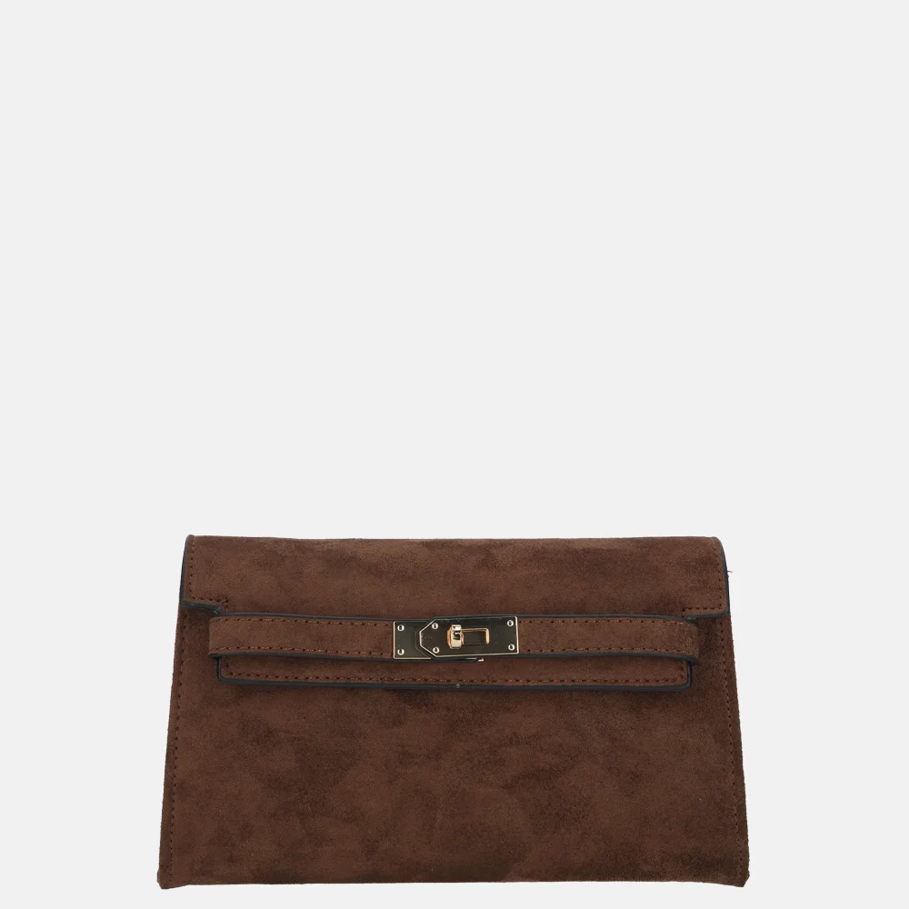 Firenze clutch suedine coffee bij Duifhuizen