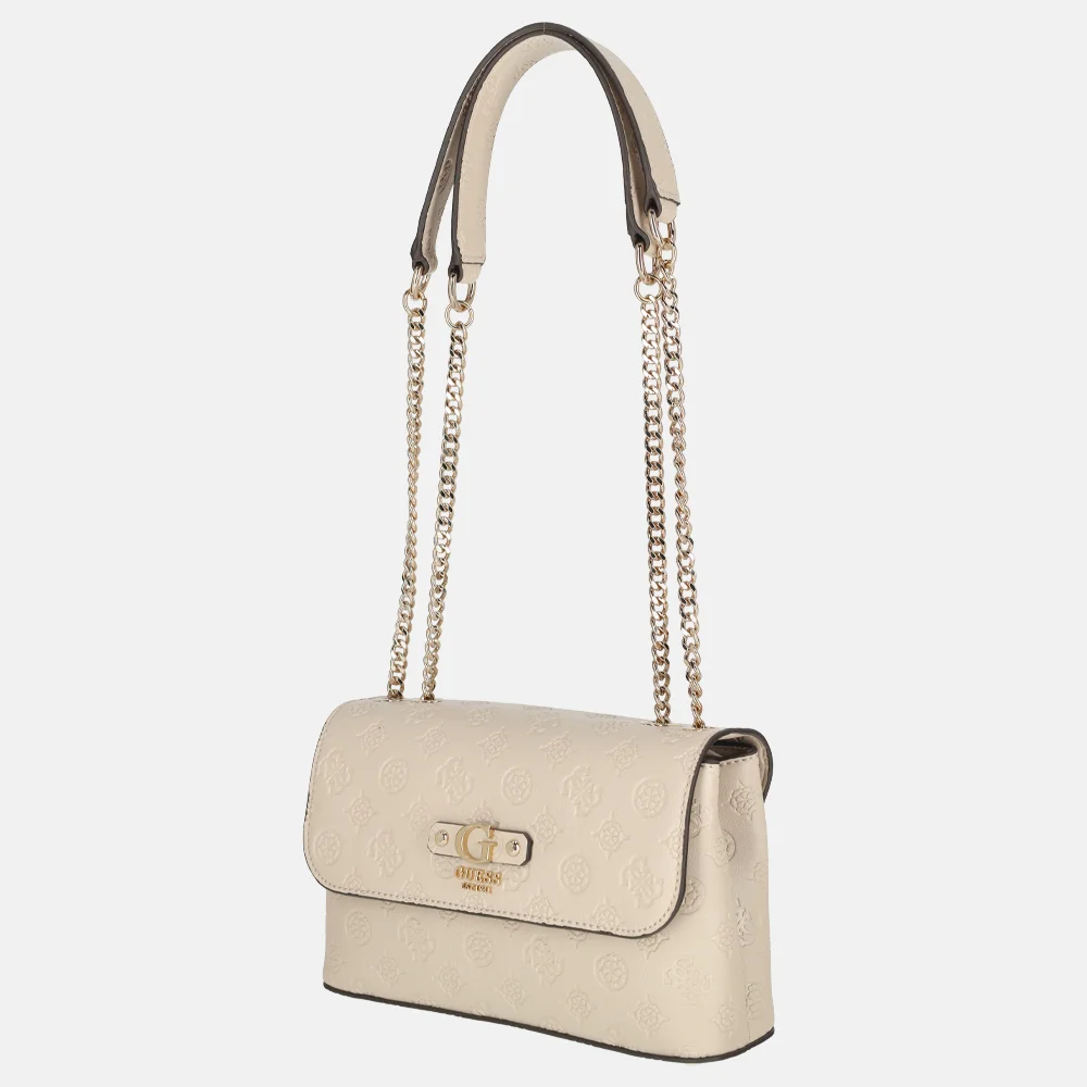 Guess Dita crossbody tas light taupe logo bij Duifhuizen