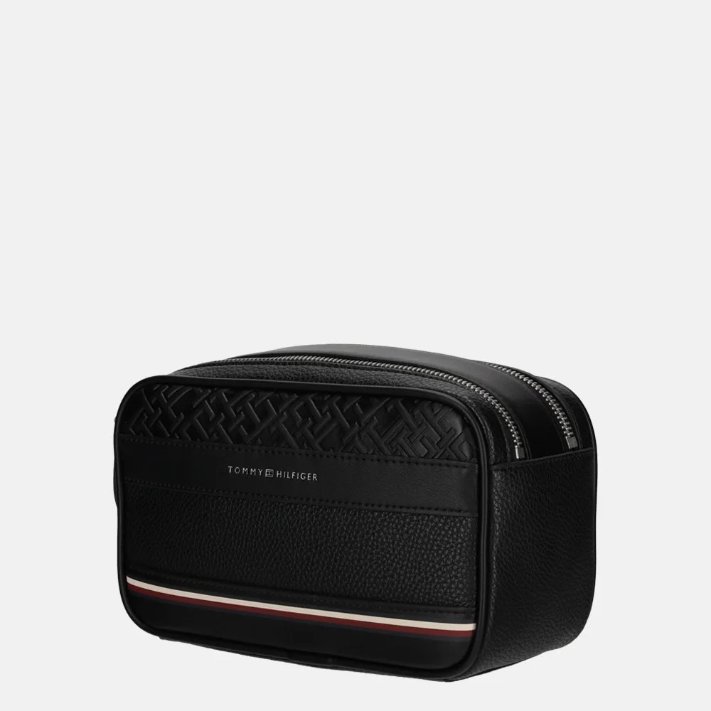 Tommy Hilfiger Embossed Monogram toilettas black bij Duifhuizen