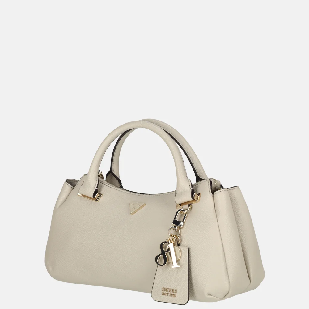 Guess Evie triple comp satchel handtas light taupe bij Duifhuizen