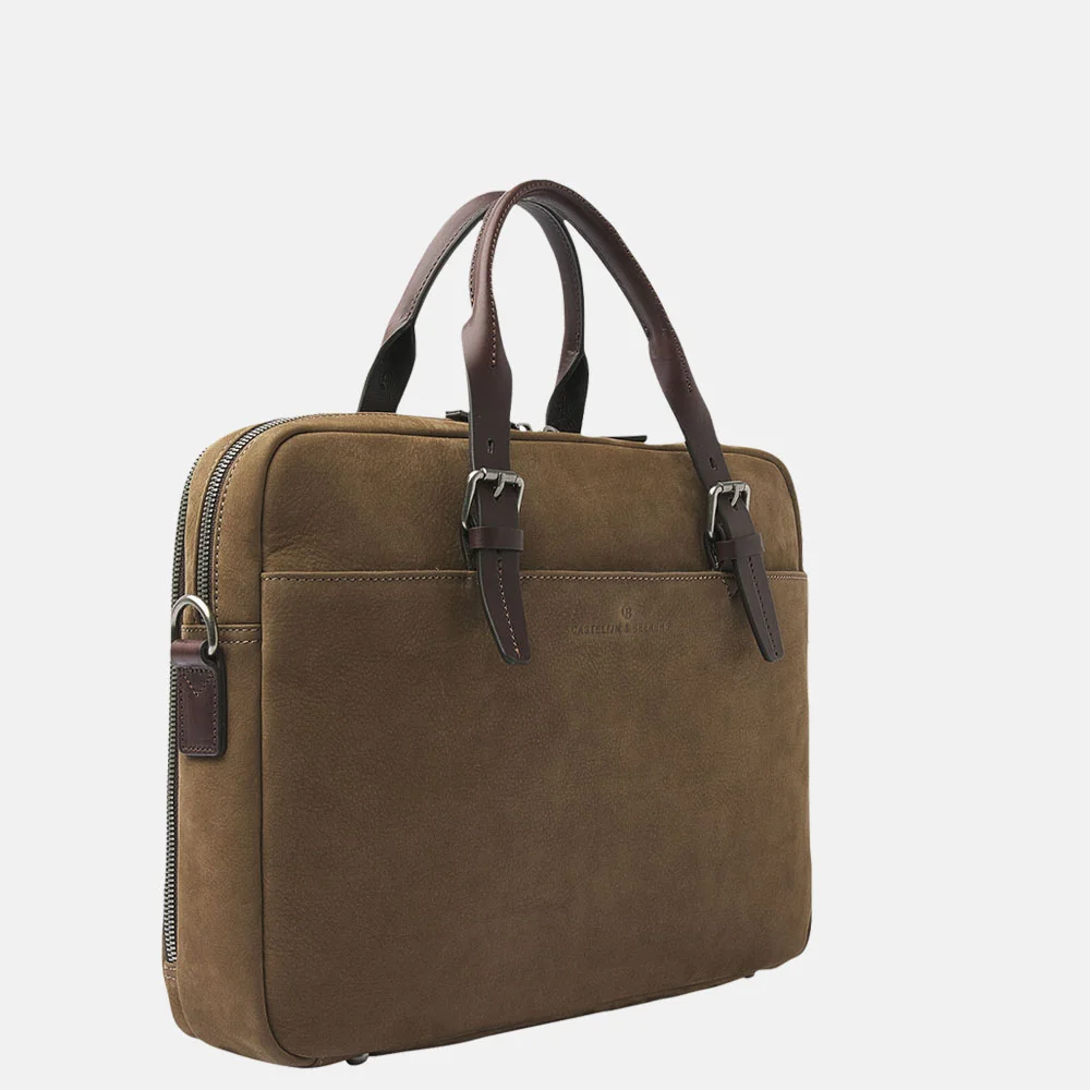 Castelijn en Beerens Nubuck laptoptas 15 inch taupe bij Duifhuizen