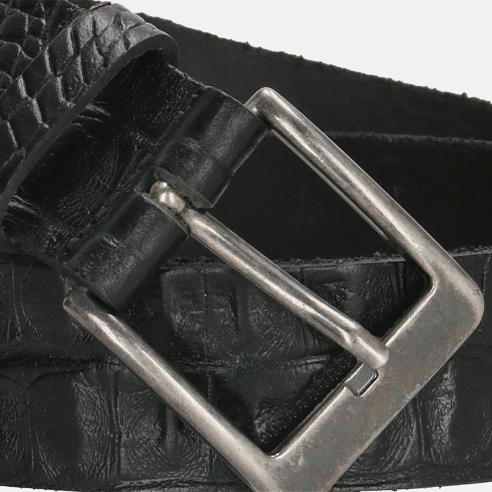Hide & Stitches Frisco riem 4 cm croco zwart bij Duifhuizen