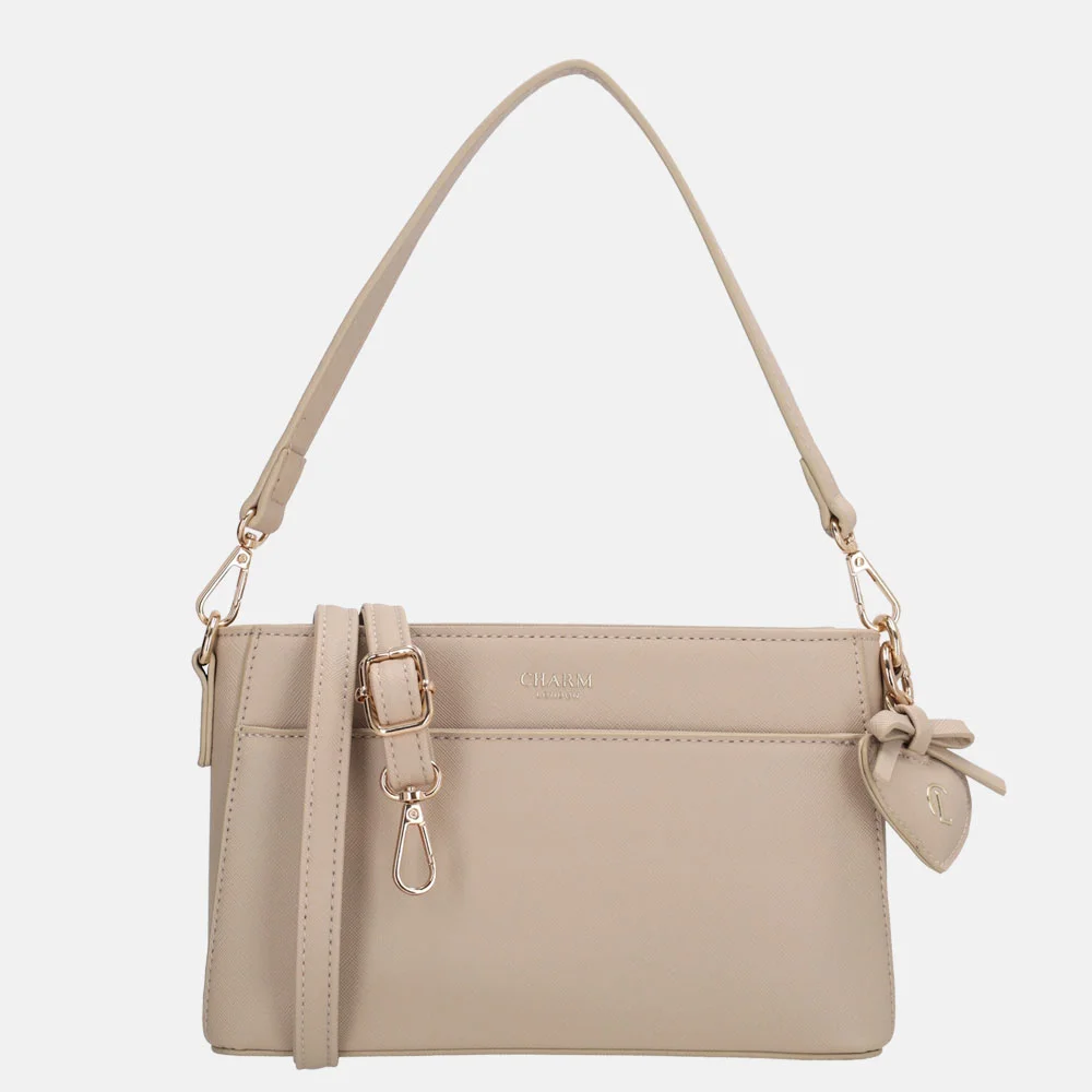 Charm London Cambridge crossbody tas lichtaupe bij Duifhuizen