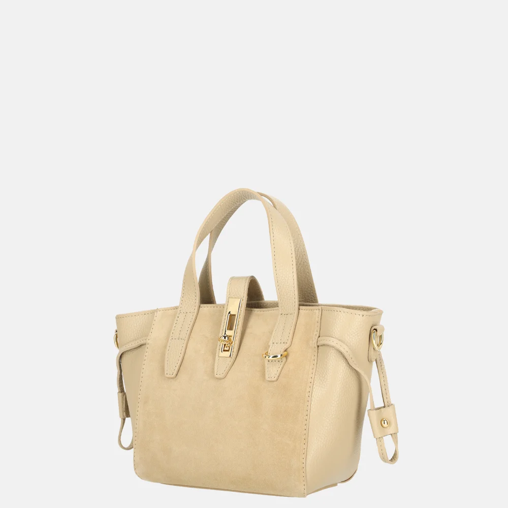 Charm London handtas suede/leer lichttaupe bij Duifhuizen