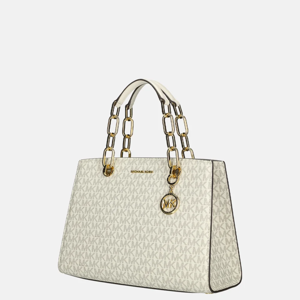 Michael Kors Cynthia handtas satchel logo M van/cream bij Duifhuizen