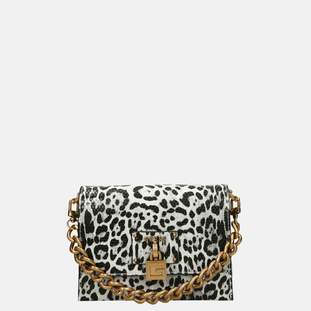 Guess Centre Stage crossbody tas black white leopard