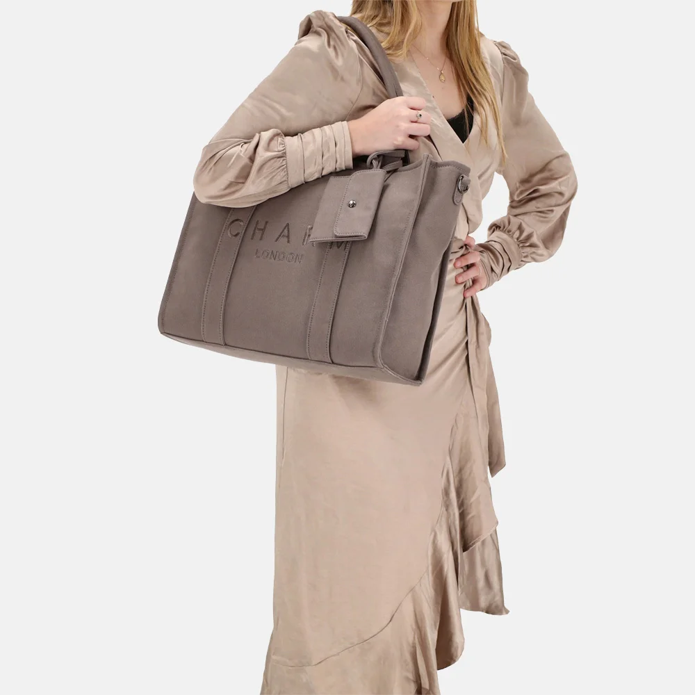 Charm London shopper/laptoptas 15 inch grijs bij Duifhuizen