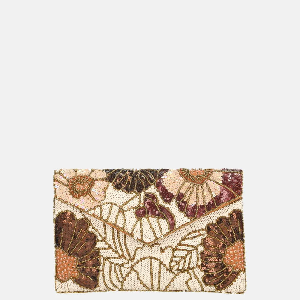 Bulaggi flower clutch dark brown bij Duifhuizen