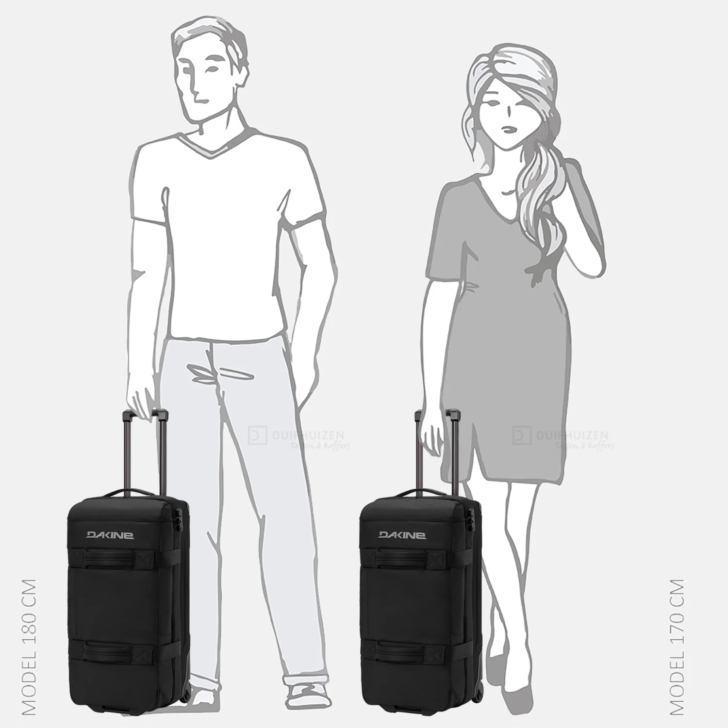Dakine Split Roller bag 2.0 reistas op wielen 85 liter black bij Duifhuizen