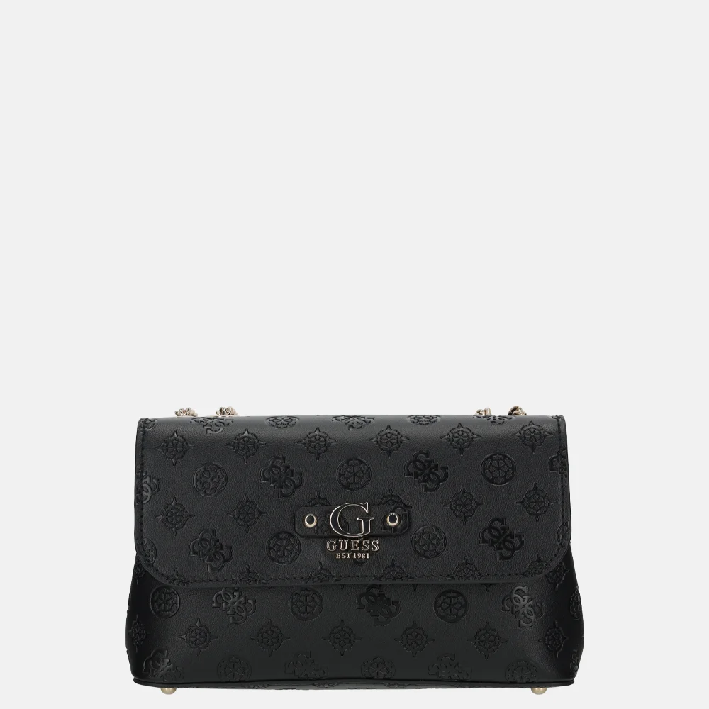 Guess Dita convertible flap crossbody tas Black Logo bij Duifhuizen
